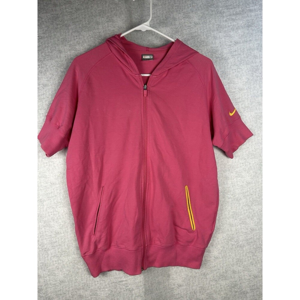Womens Nike Pink Short Sleeve Live Strong Full Zip Hoodie Size Medium